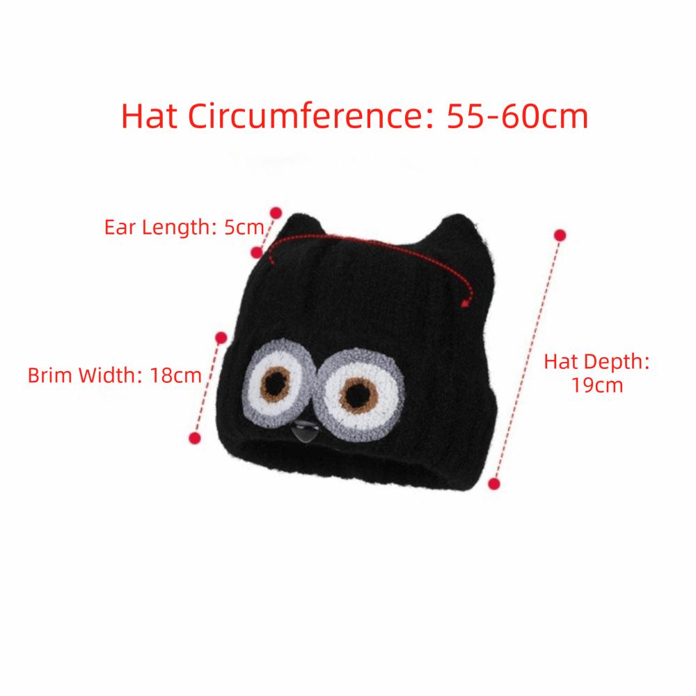 Knit Design Woolen Winter Cap Thick Material Plush Warm Hat Cute Owl Pattern Hat  Cartoon Themed