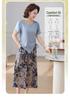 Summer Two-Piece Set for Mature Women: Stylish Short-Sleeve Top and Skirt Dress