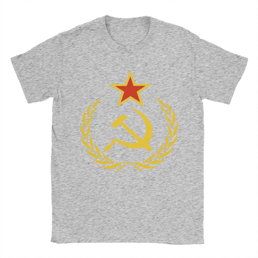 CCCP Soviet Hammer and Sickle Star Marxist TShirts for Unisex Round Collar Pure Cotton T Shirts Short Sleeve Tees Summer Tops