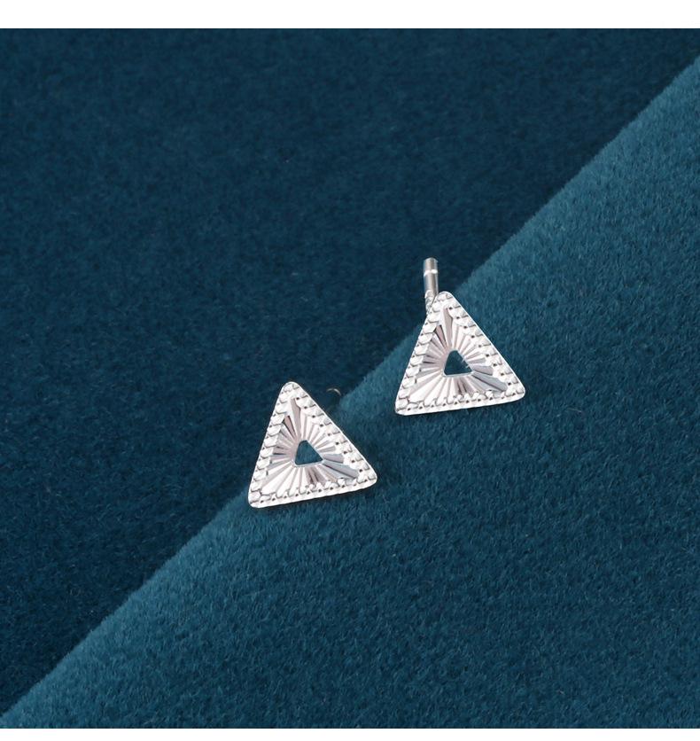 Elegant S925 Sterling Silver Crushed Ice Triangle Stud Earrings for Women, Minimalist Ins Style, Comfortable for Sleeping.