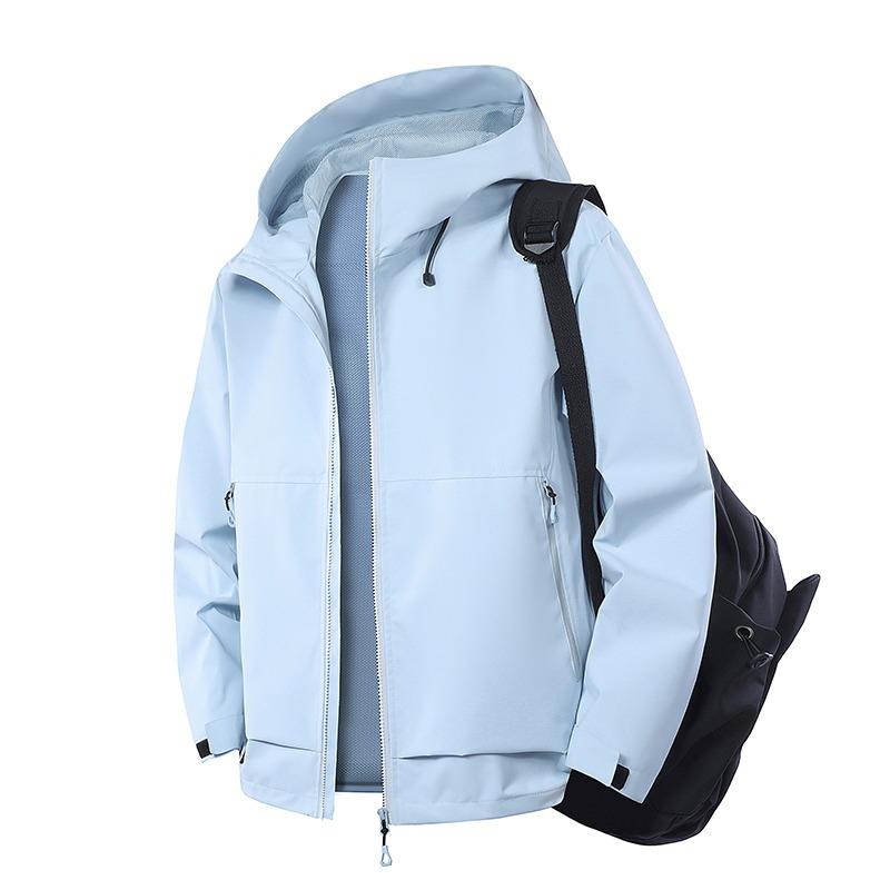

Hooded Jacket Men s Fashion Trendy Spring and Autumn Warm Zipper Pocket Top S синій