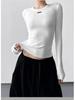 Women's Grey Round Neck Slim Fit Long T-Shirt - 2025 Autumn/Winter Collection