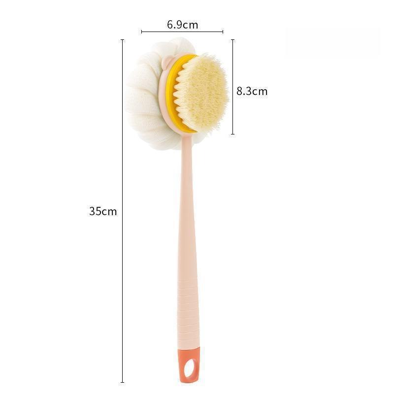 

Long Handle Bath Brush Double-Sided Scrubbing Shower Towel Back Scraper Detachable Strong Bath Soft Bristle Washing Brush рожевий
