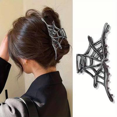 Halloween Herbst Neue Temperament Spinnennetz Haarspange Persönlichkeit Greifclip Metalllegierung Kreative Große Hai Clip Haarschmuck