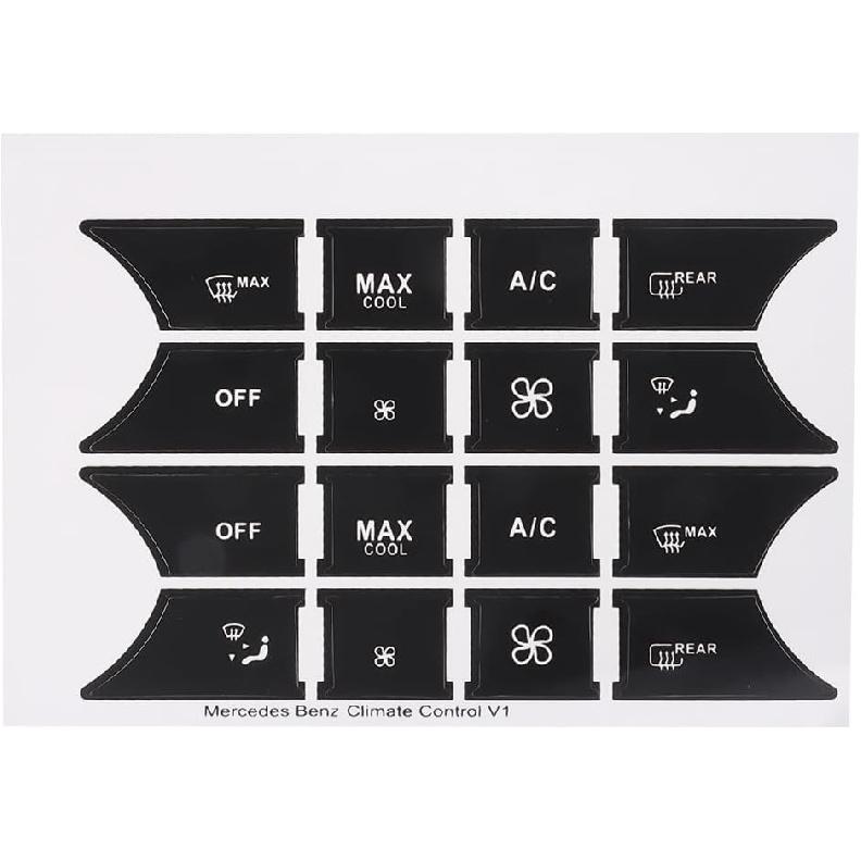 BYOBYO 6Sheets Dash Button Repair Kit A/C Central Control Button Stickers Window Button Repair Decals Stickers for Mercedes Benz 2007-2014 Car