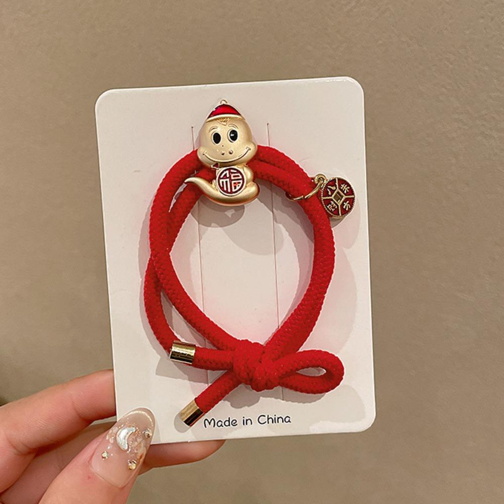 Zinc Zinc Alloy Snake Year Hair Ring Rhinestone Chinese Style Bracelet Fashion New Year Hair Rope Festival