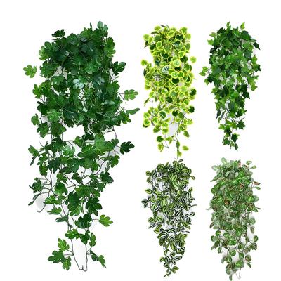 1 pz Foglie finte Piante rampicanti Rami Piante artificiali Edera verde Piante da appendere al muro
