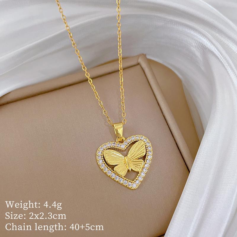 Copper Micro-Inlaid Cross Fashionable Light Luxury Temperament Gorgeous Full Diamond Necklace Female Versatile Collarbone Chain Titanium Steel