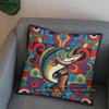 2D Bunte Fisch-Kunst-Kissen für einzigartige Dekor-Muster Kissenbezug Geeignet für Sofa Schlafzimmer Auto Kissenbezug
