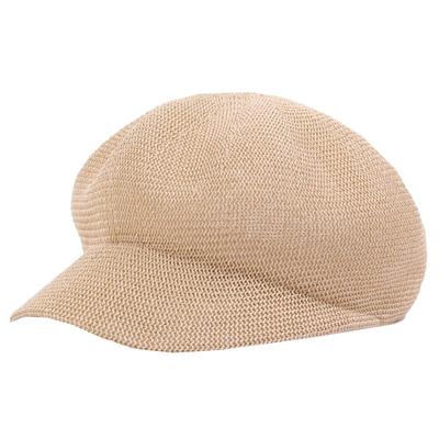 WHITE FANG Schiebermütze Stroh Netz Geflochtene Kappe Modisch CA191 Damen (01 Beige)