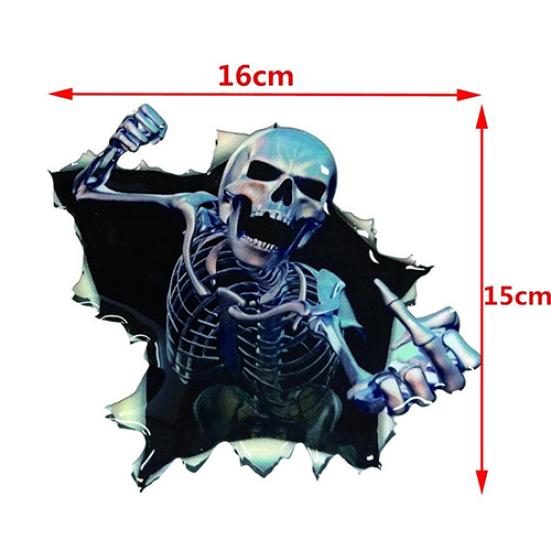 Vodotěsná reflexní 3D nálepka s děsivou lebkou na auto dekorace