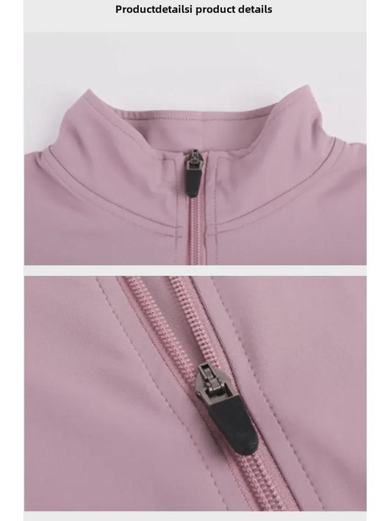 Women's Nylon Fitness Jacket - Elastic, Quick-Drying, Long-Sleeve Top for Spring/Autumn Running, Sports, Training, and Yoga.