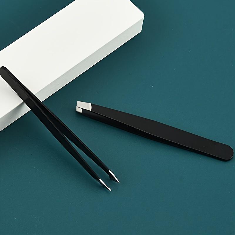 Precision Tweezer Hair Plucker for Men and Women - Slant Tip for Easy Hair and Eyebrow Grooming - Black