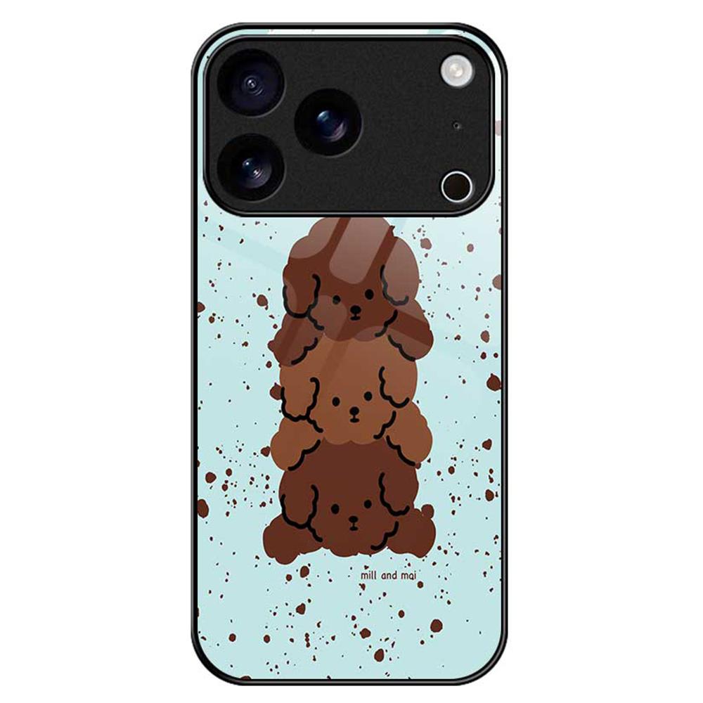 For iPhone 17 Pro Case PC TPU Tempered Glass Pattern Printing Phone Back Cover