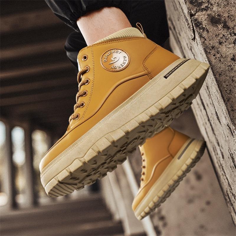 men's boots four season casual fashion comfortable high top casual boots outdoor thick soled anti slip commuting workwear boots