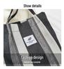 2023 Striped Canvas Tote Bag: Casual, Large Capacity, Autumn Fashion, Shoulder & Handheld