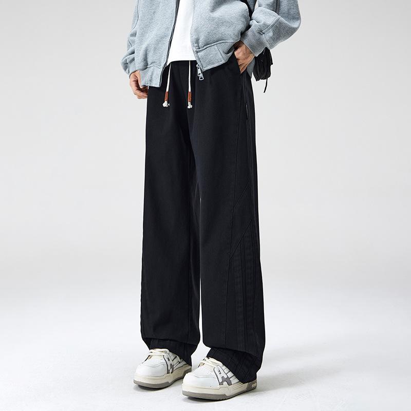 American trendy casual pants men's loose straight khaki overalls spring and autumn drape wide-leg trousers