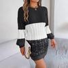 Loose Knit Dress Women's Straight Fall Winter Wide Dresses Wind Pit Strip Lazy Style Long Sleeve O Neck