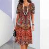 3D Digital Printing Dresses Women's Summer Short-sleeved O-neck Casual Loose Dress