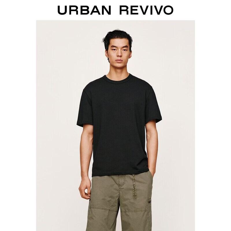 UR2026 Men s Cotton Crew Neck Short Sleeve T-Shirt чёрный