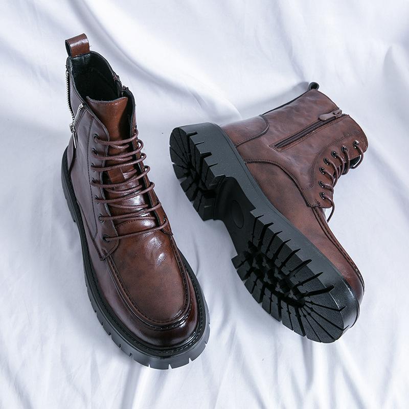 Herbst und Winter Martin Stiefel Herren High-Top Workboots Retro Plateau Britischer Stil Vielseitige Lokomotiv-Ritter Kurzstiefel Herren