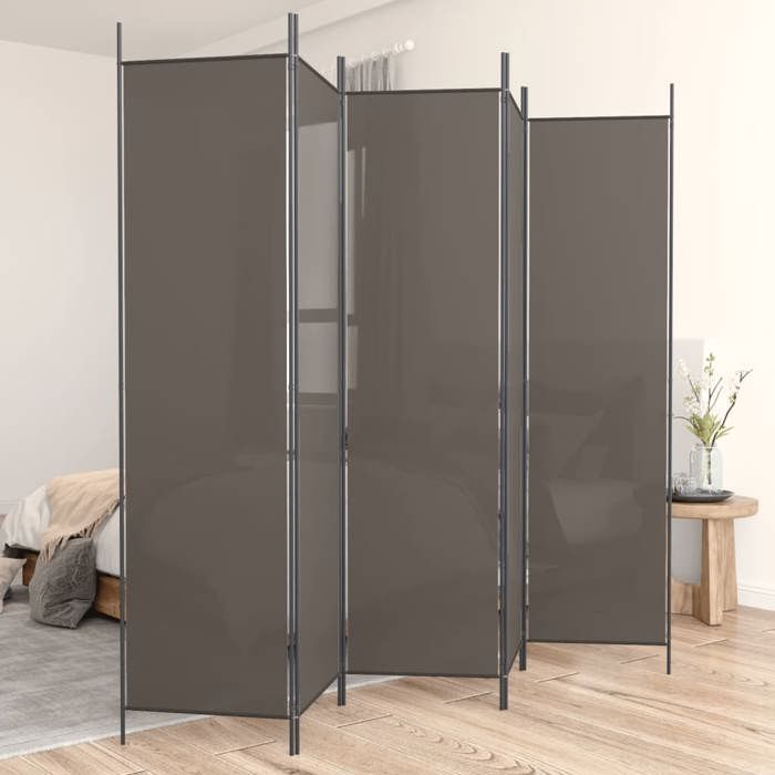 350204 vidaXL Cloison de séparation 5 panneaux Anthracite 250x220 cm Tissu
