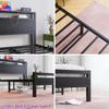 Bed 140x200 with Storage, Metal Bed Frame with USB Charging Function & LED Lighting, Modern Storage Bed with Headboard Shelf, Youth Bed/Guest Bed