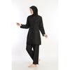 Black Lycra Headscarf 4 Piece Fully Covered Water Repellent Quick Drying Zippered Hijab Swimsuit