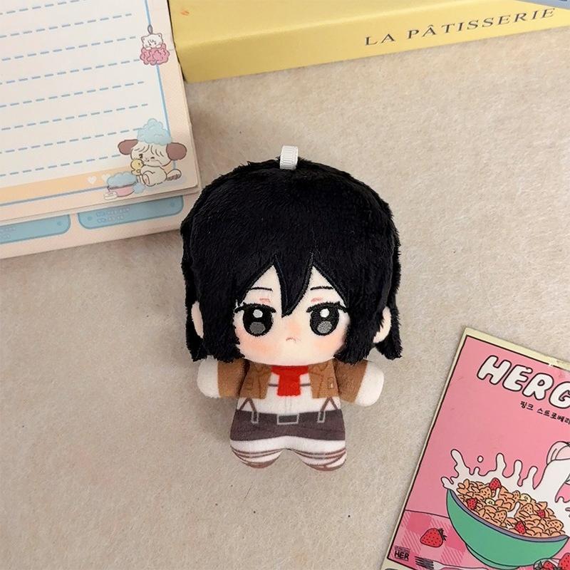 10cm Attack On Titan Plush Doll Eren Mikasa Levi Anime Mini Doll Keychain Cute Backpack Pendant Decoration Boys Girls Gift
