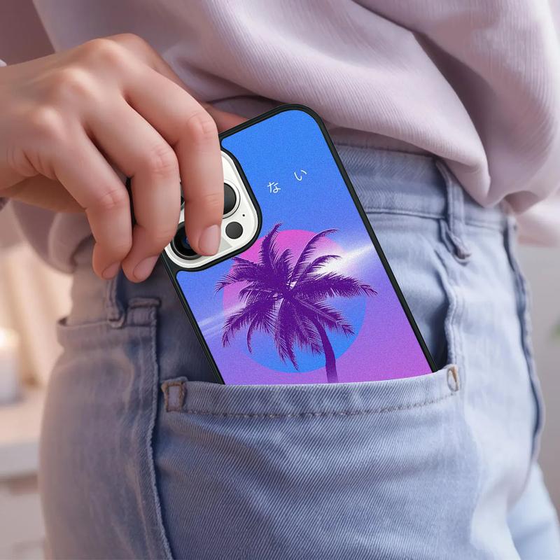 80s Retrowave Neon Palms Tree Phone Case For iPhone 17 Air 15 16e 14 13 Pro Max Coque 12 11 Pro Max PLUS cover