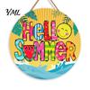 Natural Hemp Rope Wood Plaque Summer Wooden Hanging Sign, Beach Style Wall Decor with Rope, Bright Printed Sign Indoor Outdoor Theme Decoration
