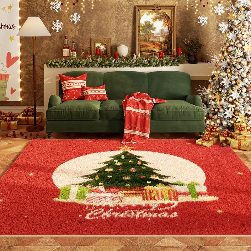 Christmas Living Room Decoration Rug Large Area Anti-slip Mat Fluffy Soft Children Rugs Cute Cartoon Bedroom Decor Plush Carpet
