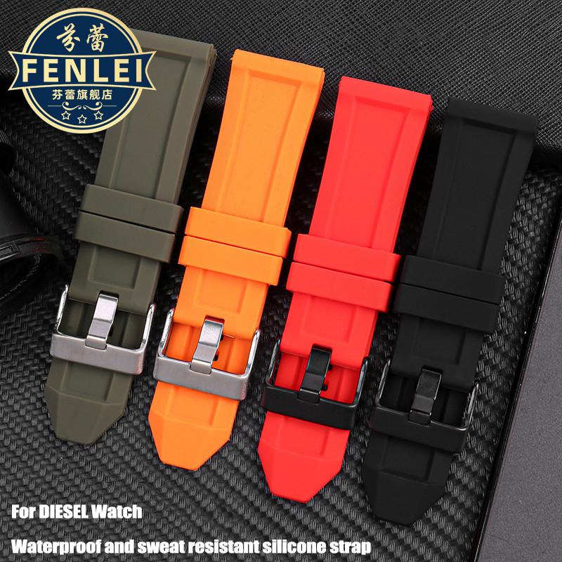 Men Silicone Watchband 24 26mm Accessories Strap Rubber Bracelet Belt Waterproof For Diesel DZ4318 4323 4476 4496 7348 Wristband