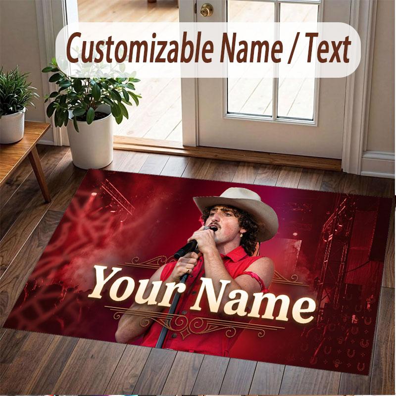 Custom Name Crystal Velvet Rug,Benson Boone Comfortable Anti Slip Floor Mat For Room Decoration