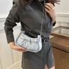 Korean Style Cloud Shoulder Bag Solid Color Pleated Handbag Sweet Pearl Chain Crossbody Bag  Ladies