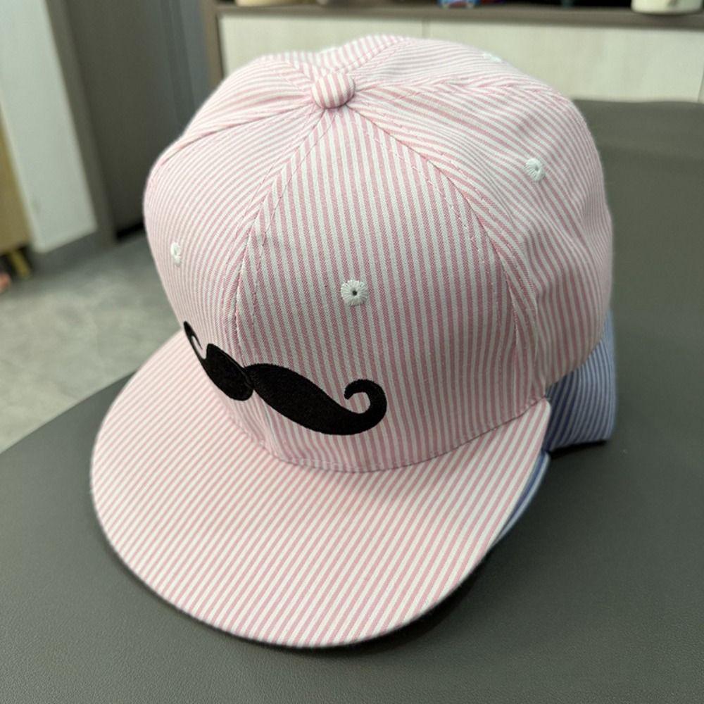 Striped Mustache Snapback Cap Flat Brim Trucker Hat Fashion Baseball Hat  Unisex