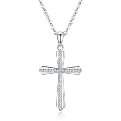 925 Sterling Silver Zirconia Cross Necklace for Women