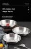 304 Stainless Steel Deepened Vegetable and Dinner Plate, Thickened Flat Bottom for Soup and Fish, Brushed Finish