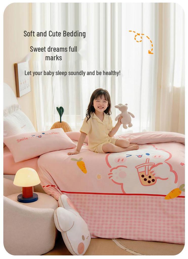 Class A Cartoon Cotton Baby & Toddler Bedding: Skin-Friendly, Breathable 3-Piece Kindergarten Duvet Set