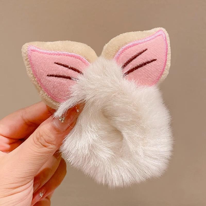 Autumn Winter Plush Cat Ear Hair Ring Female Cute High Elasticity Children Hair Rope Simple Hair Accessories