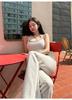 Korean Dongdaemun Sweet & Spicy U-Neck Camisole - Sexy, Slightly See-Through, Halter Short Vest