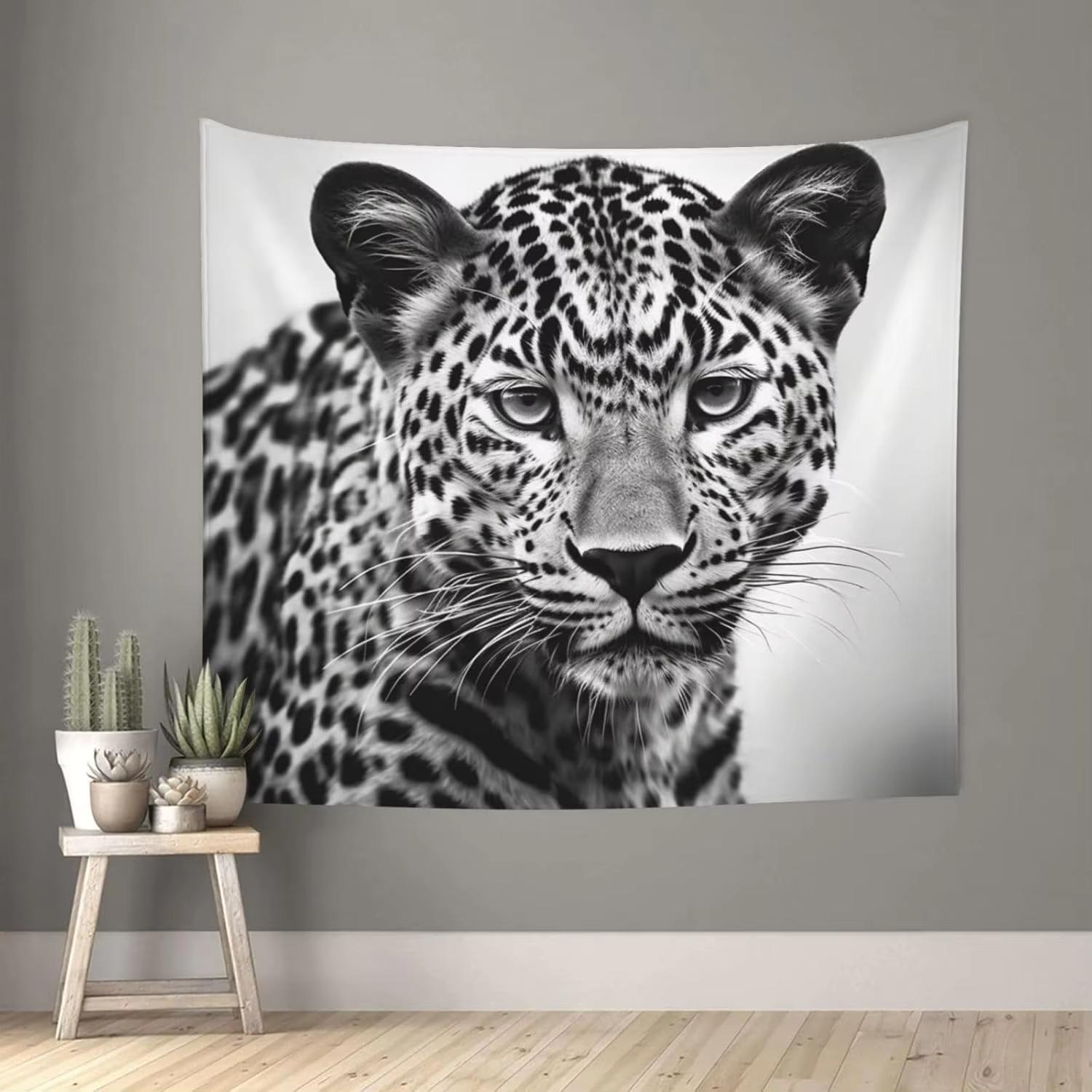 Abstract Animal Art Tapestry Minimalist Leopard Lines for Modern Gallery Wall Home Office Decor 74x94cm(29x37in)