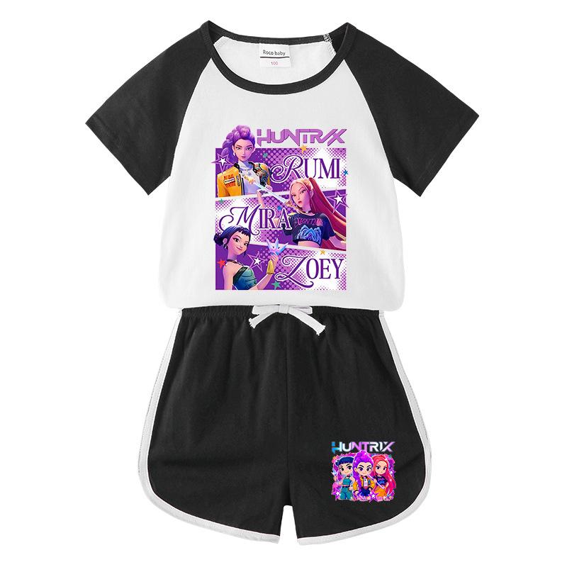 Completo Due Pezzi Kpop Demon Slayer per Bambini: T-shirt a maniche corte e pantaloncini 140cm