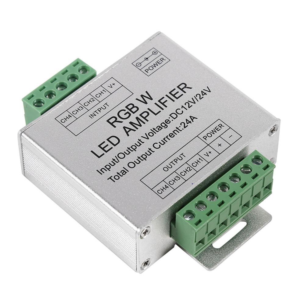 4 Channel Output RGBW LED Amplifier 24A Signal Repeater PWM Signal Booster  For RGBWW LED Strip