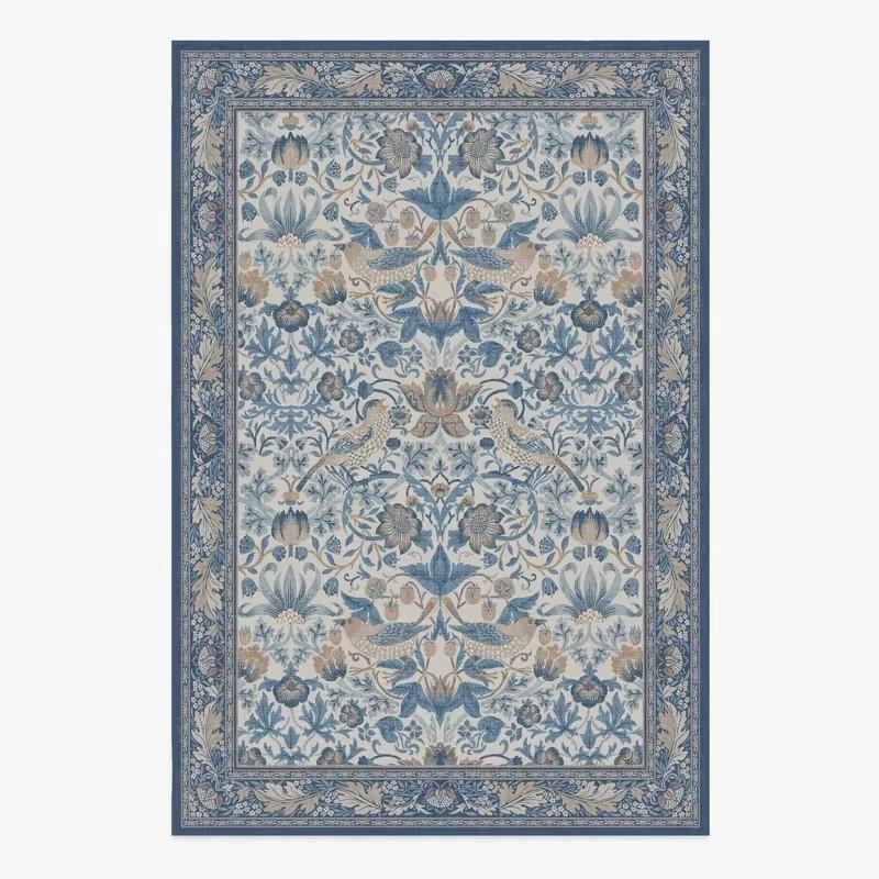 Living Room Carpet Large Size Bedroom Bedside Floor Mat Machine Washable Carpets Spring Flowers Plant Retro Home Decoration Rug
