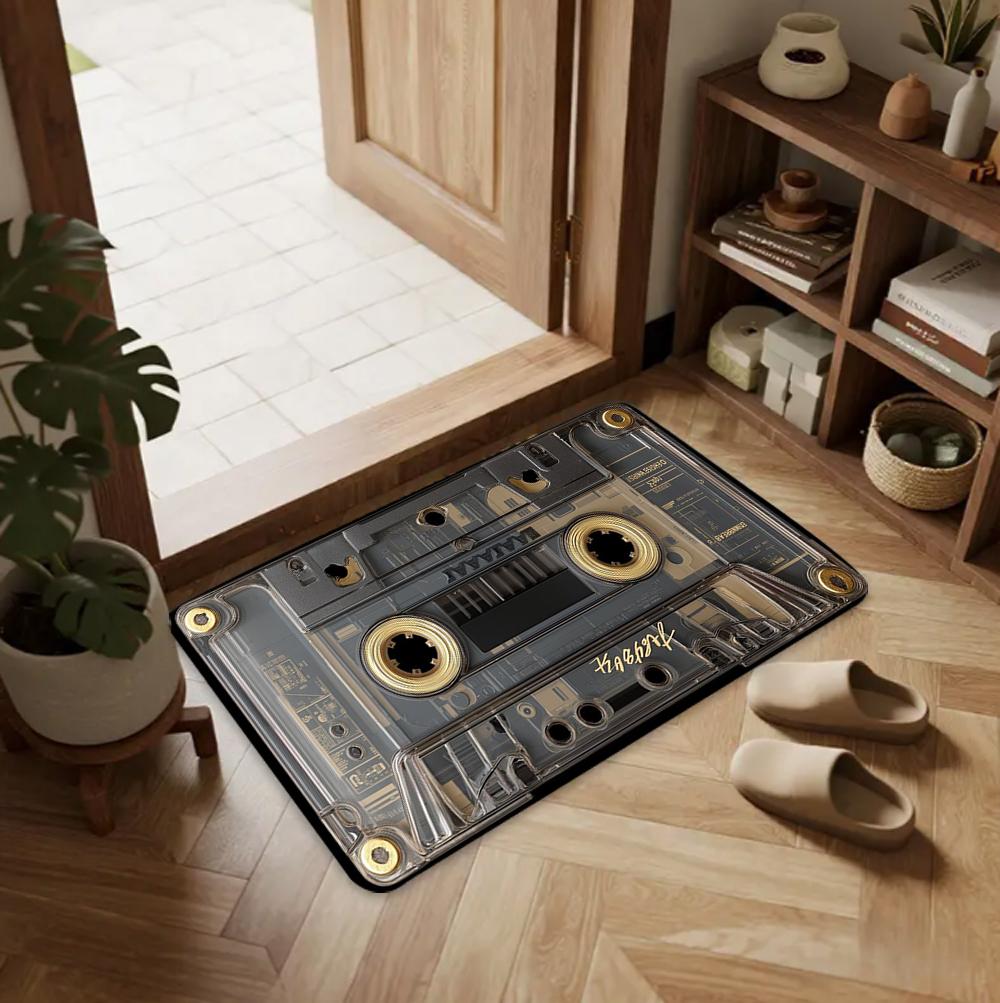 Vintage Cassette Tape Carpet Mat Rug - Retro Music Design Floor Decor for Living Room Bedroom Home Decoration Welcome Mat