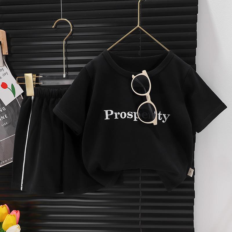 Conjunto de Camiseta Listrada de Manga Curta Infantil 2024 - Roupa de Verão Estilo Coreano para Meninos e Meninas