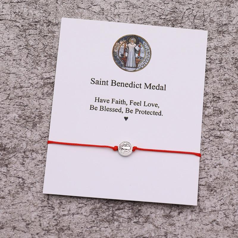 Saint Benedict Wish Bracelet Saint Benedict Charm Red String Protection Bracelet Religious Jewelry Women Men Kabbalah Bracelet красный