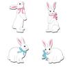 Set of 4 Easter Bunny Garden Stakes - Adorable 2D Flat Outdoor Rabbit Ornaments for Lawn and Patio Decoration