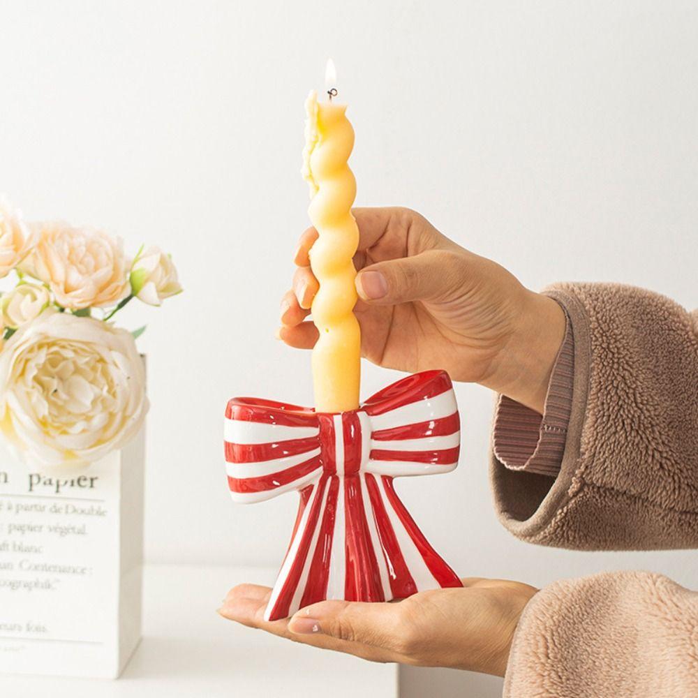

Striped Candlestick Ceramic Candelabra Creative Candle Stand Living Room Desktop чорний